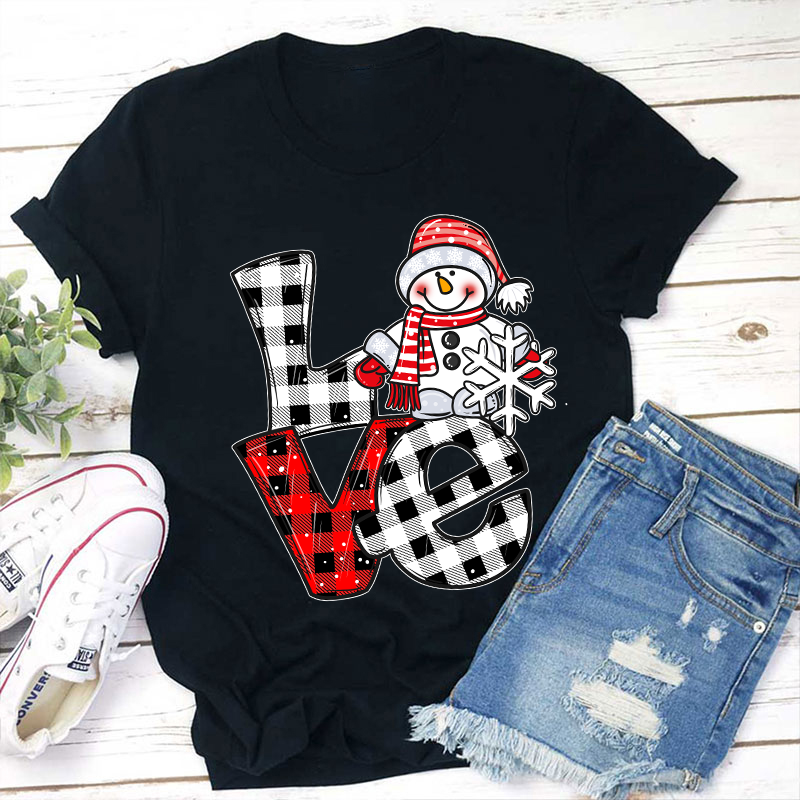 Love Cute Snowman Teacher T-Shirt