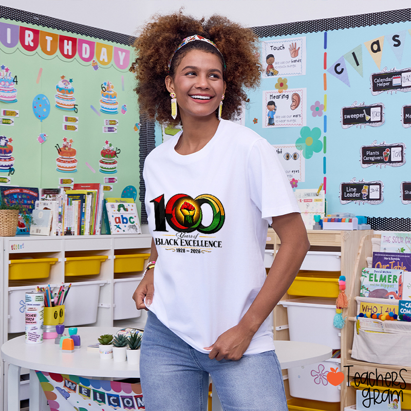 100 Years Of Black Excellence Black History Month Teacher T-Shirt