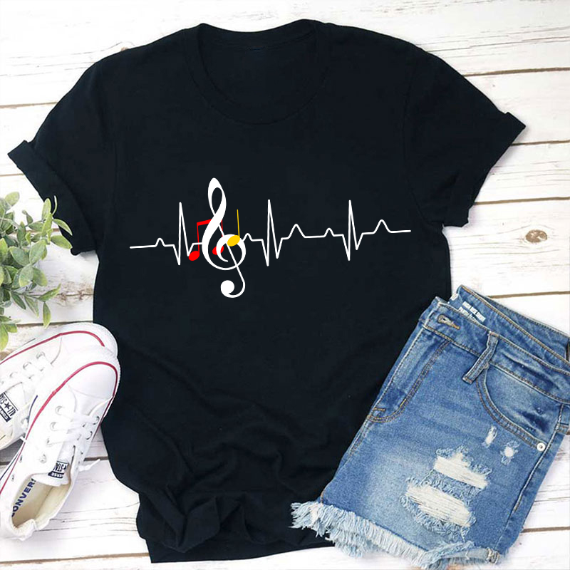 Music Stirs My Heartbeat Teacher T-Shirt