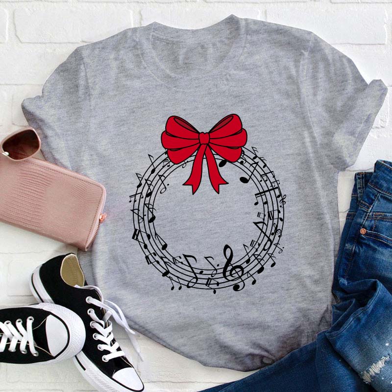 Music Wreath Christmas Teacher T-Shirt