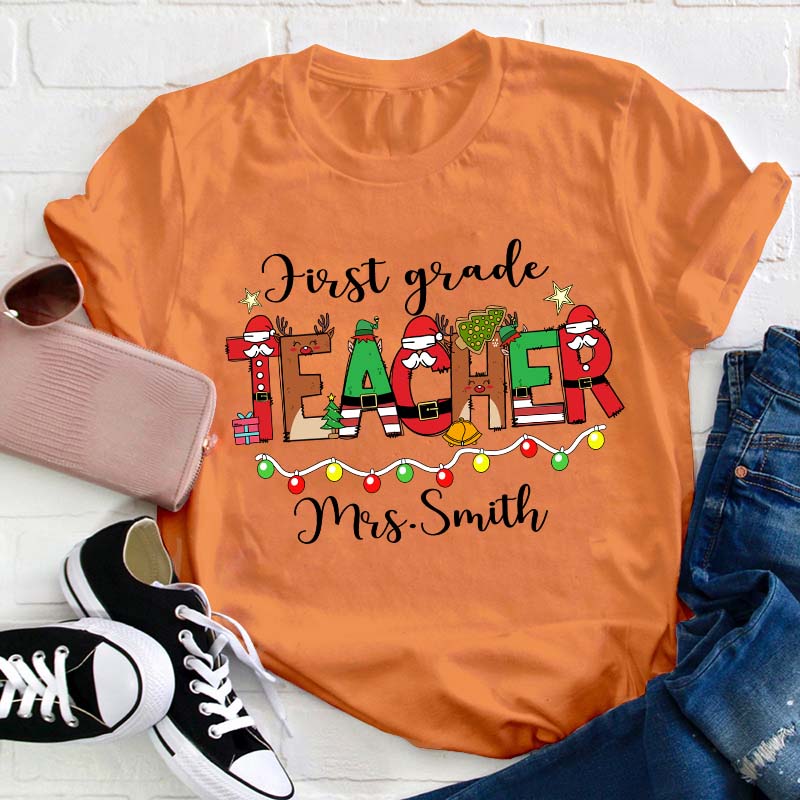 Personalized Christmas Teacher T-Shirt