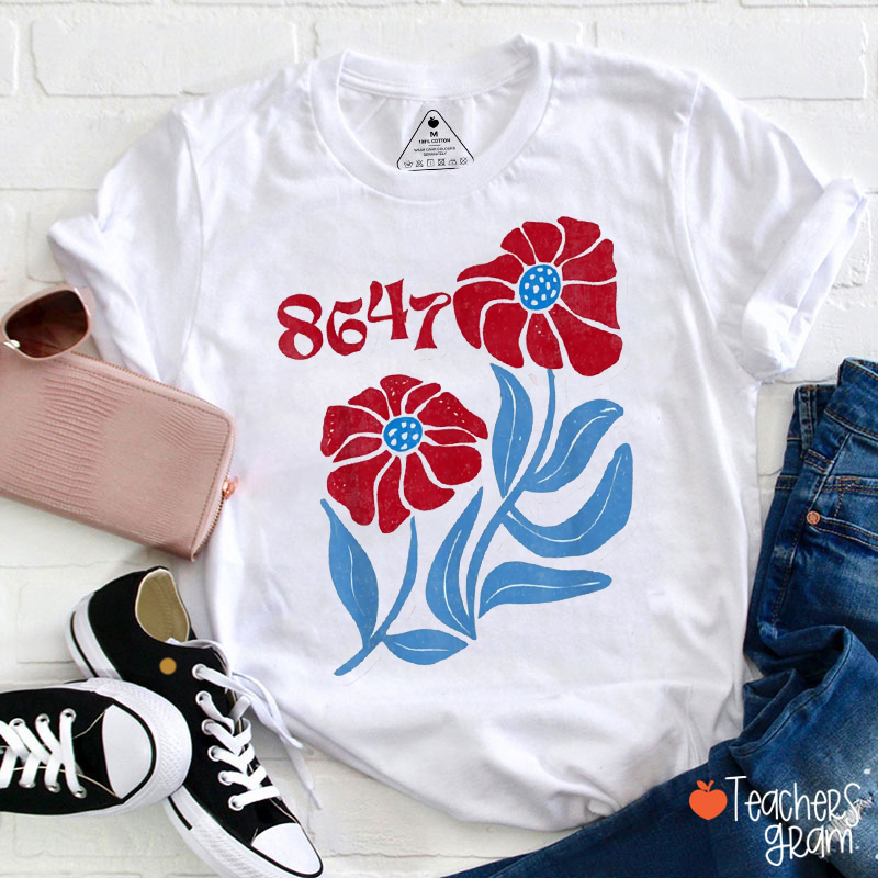8647 Floral Boho Feminist Teacher T-Shirt