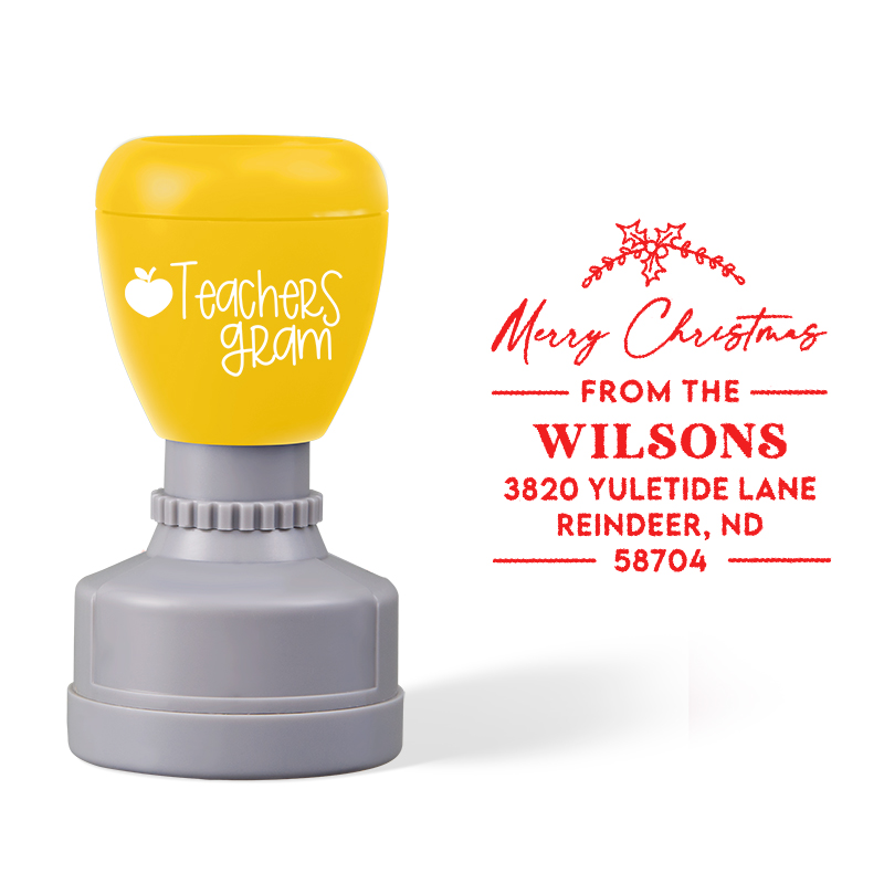 Personalized Address Merry Christmas Teacher Stamp