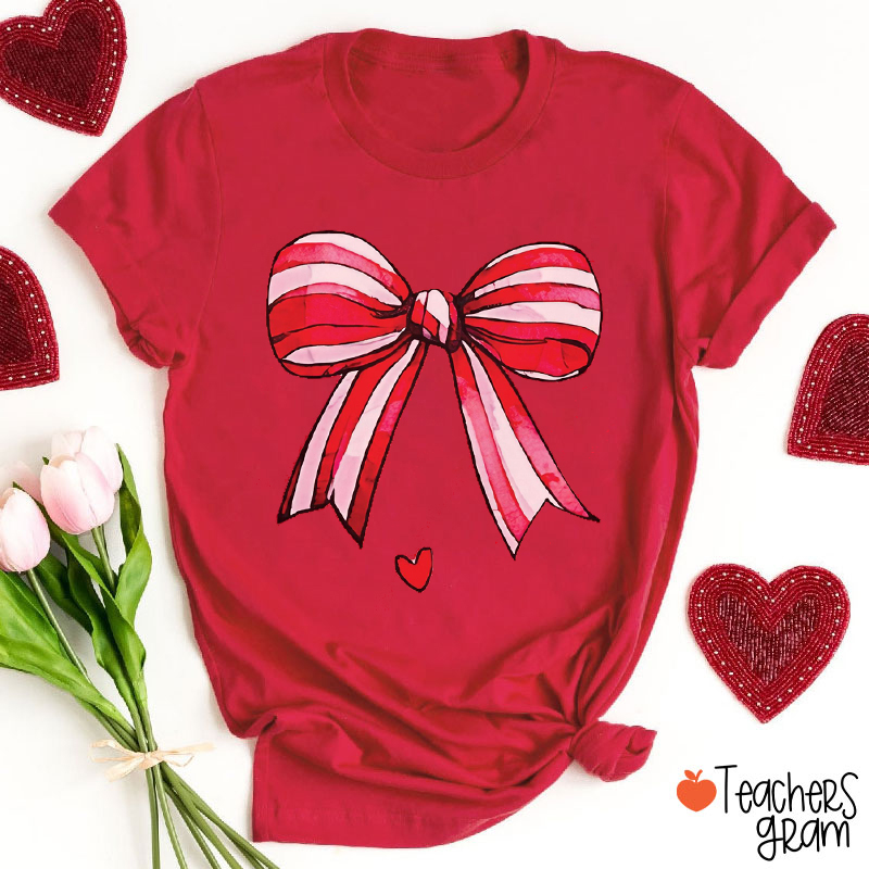 Coquette Bow Valentine Teacher T-Shirt