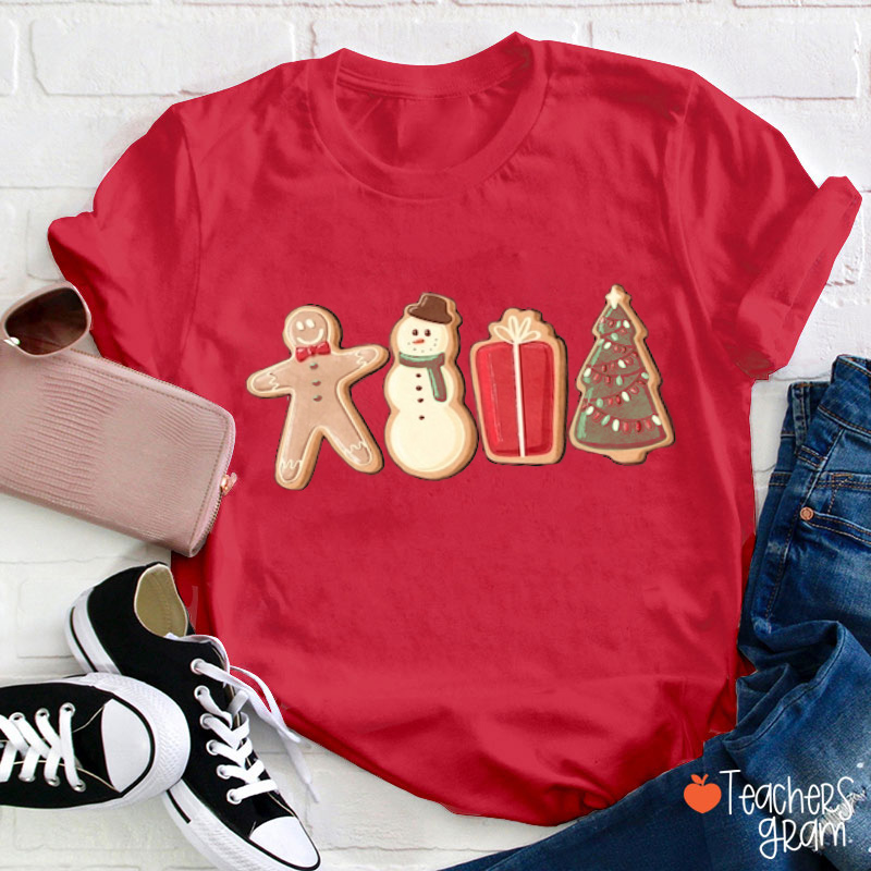 Cute Gingerbread Cookies Christmas Teacher T-Shirt