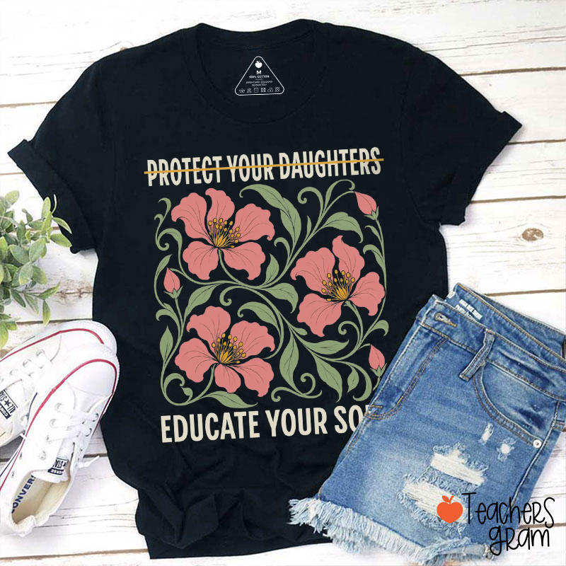 Protect Your Daughters Vintage Flower Art Teacher T-Shirt