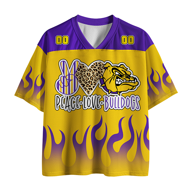 Personalized Mascot Flame Peace Love Teacher Mesh Jersey