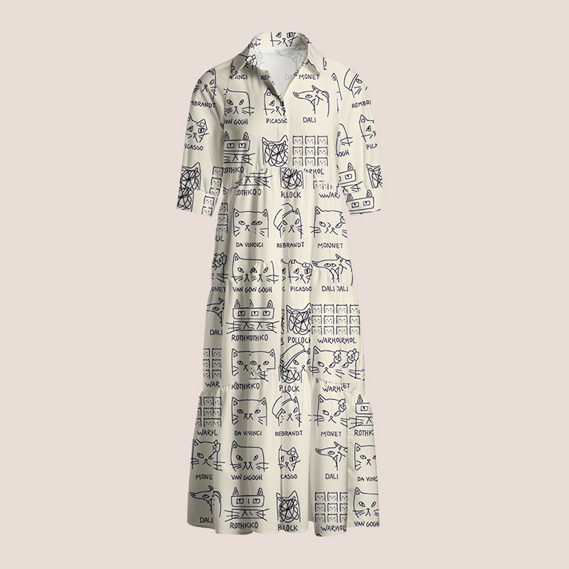 Artistic Cats Inspired By Famous Painters Teacher Shirtdress