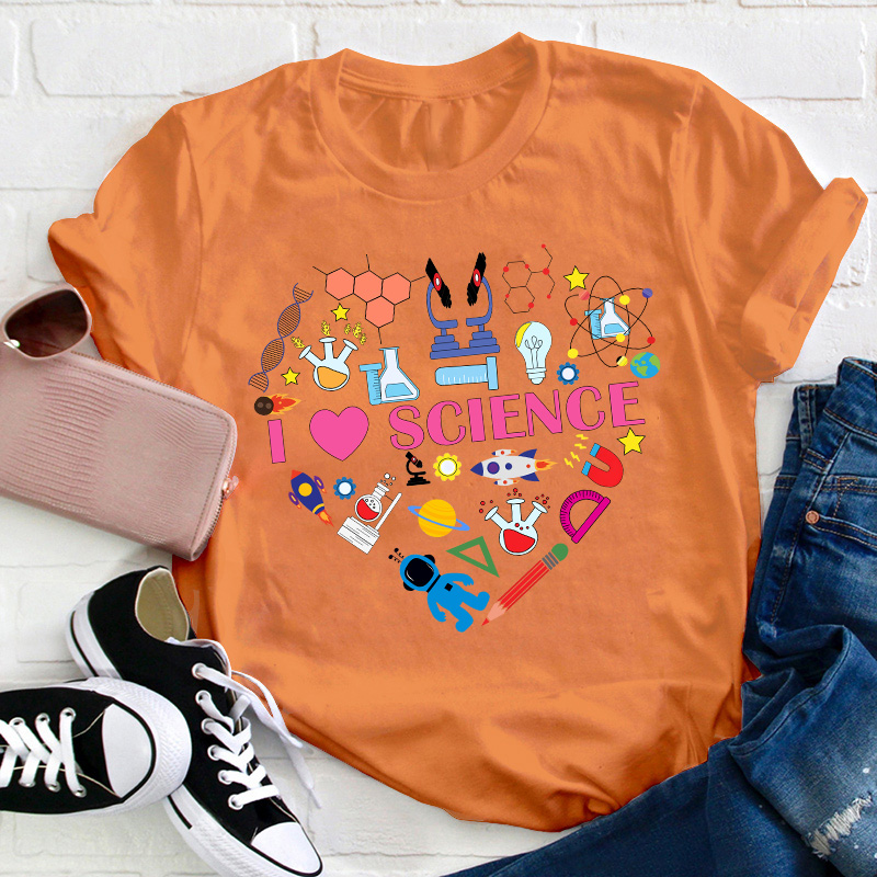 I Love Science Science Heart Teacher T-Shirt