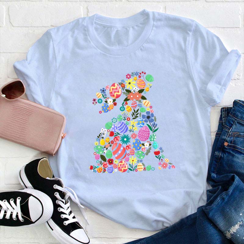 Floral Bunny Teacher T-Shirt