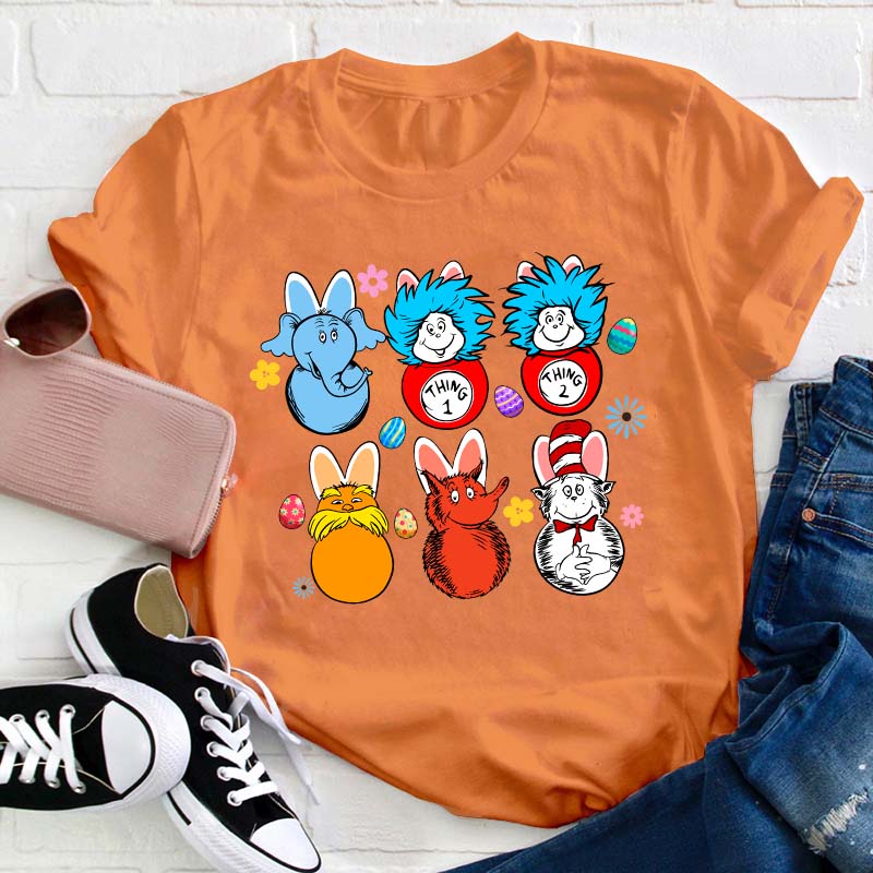 Easter Cartoon Bunny Teacher T-Shirt
