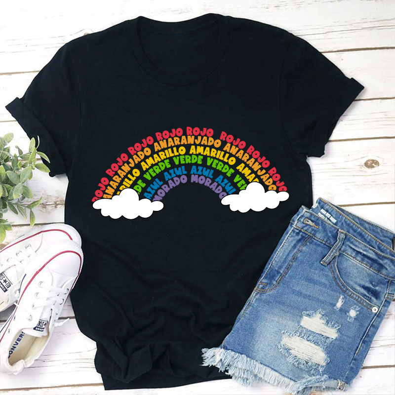 Los Colores Vocabulary Rainbow Teacher T-Shirt