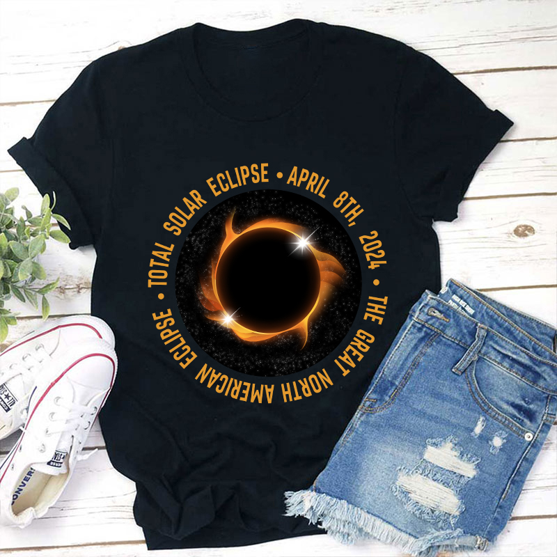 Sun Moon Earth Eclipse Teacher T-Shirt
