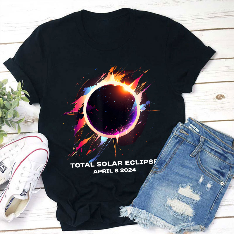 April 8 2024 Total Solar Eclipse Teacher T-Shirt