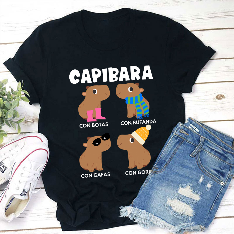 Funny Capybara Spanish Teacher T-Shirt