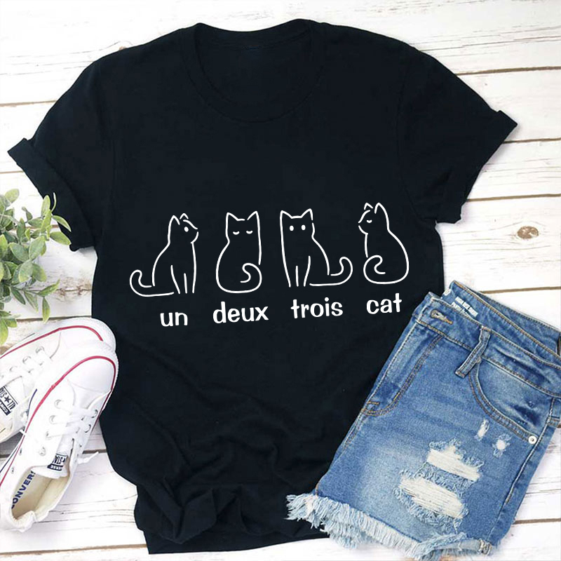 Un Deux Trois Cat Teacher T-Shirt