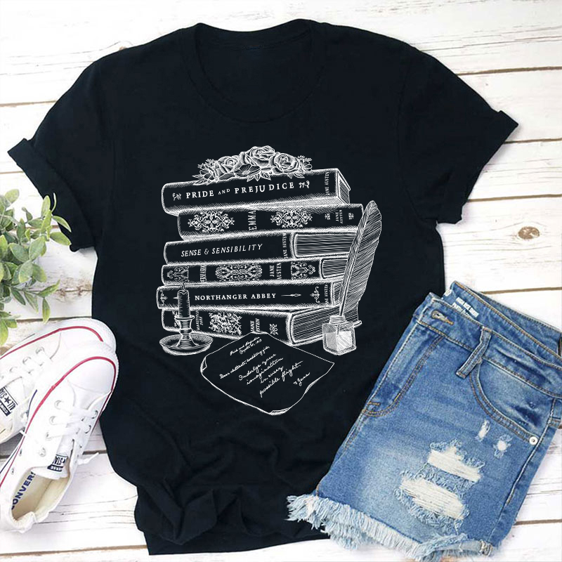 Jane Austen Book Collection Teacher T-Shirt