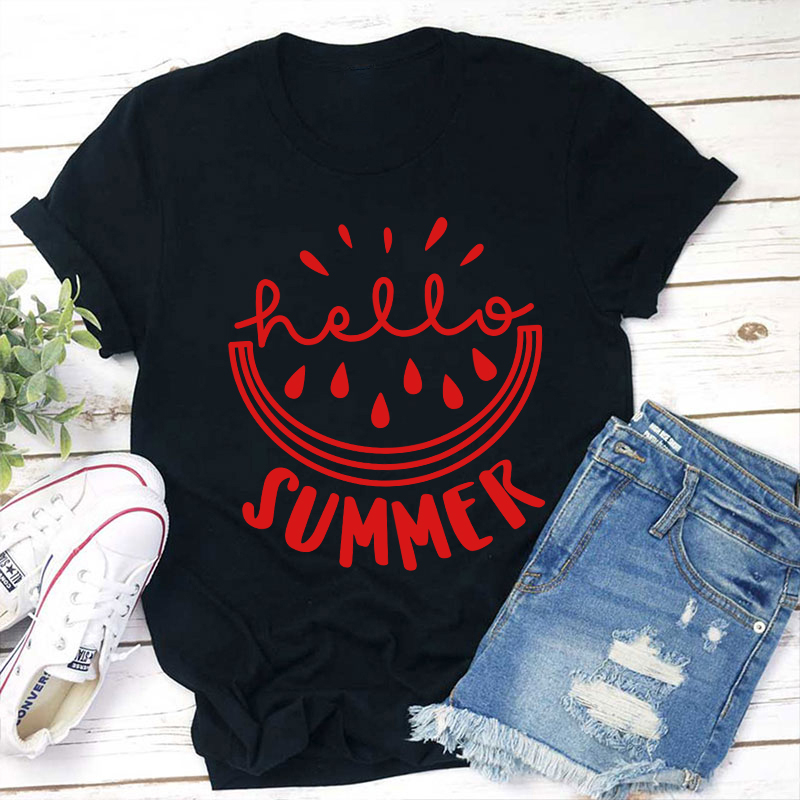 Watermelon Hello Summer Teacher T-Shirt