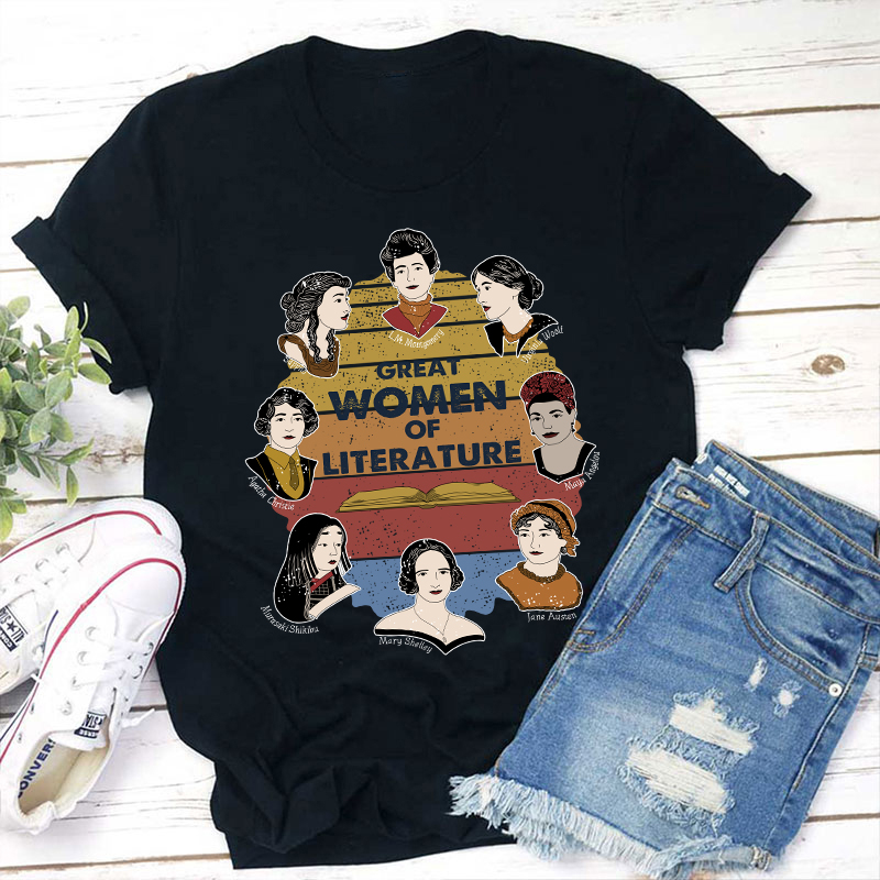 Retro Style Great Women Of Literature Teacher T-Shirt
