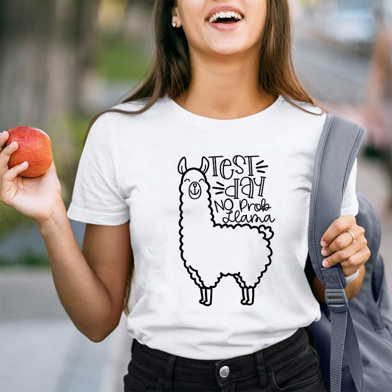 Test Day No Prob Llama Teacher T-Shirt