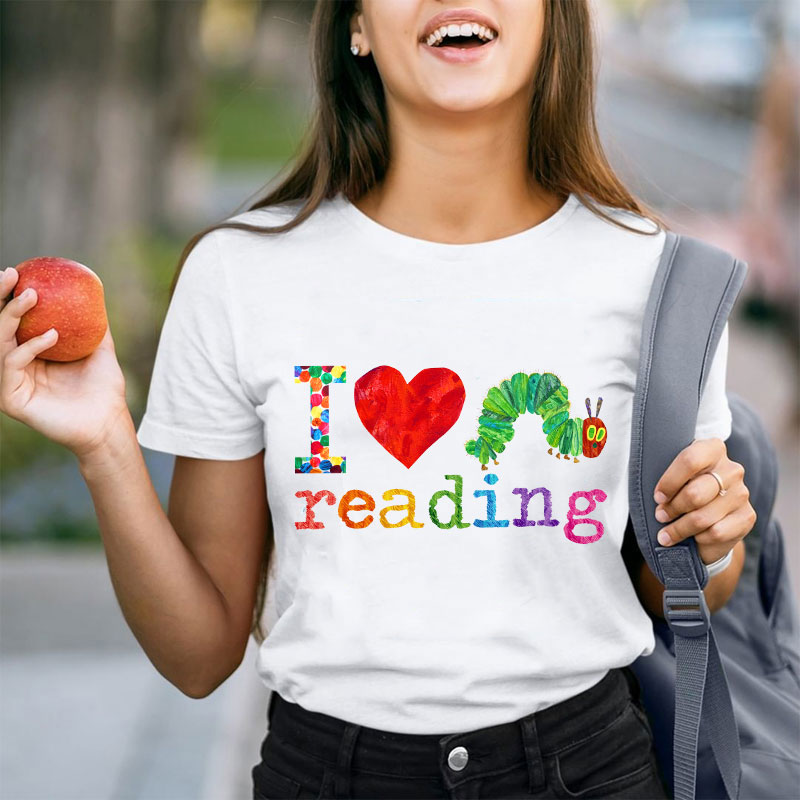 I Love Reading Caterpillar Teacher T-Shirt
