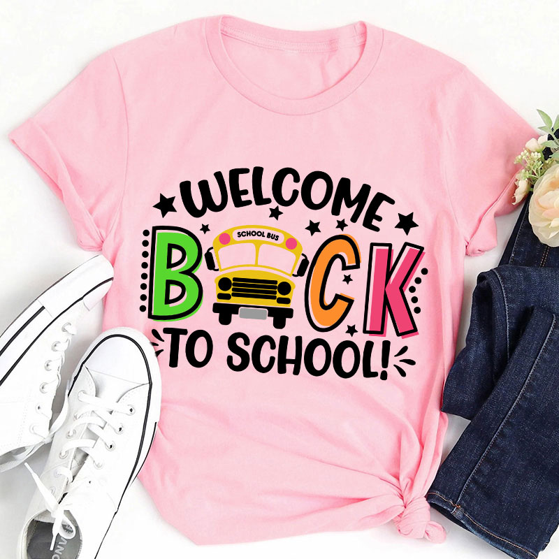 Welcome Back To School School Bus Print Teacher T-Shirt