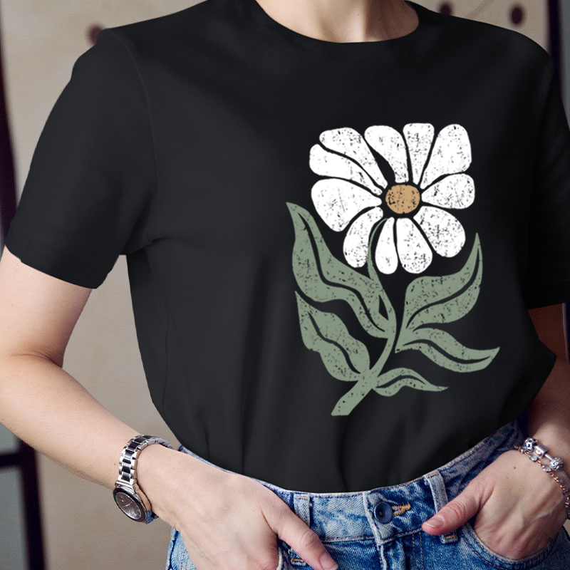 Boho Daisy Flower Teacher T-Shirt