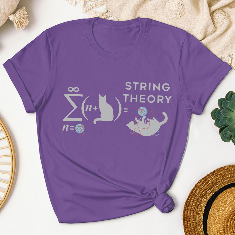 String Theory Cat Playing With Yarn Teacher T-Shirt