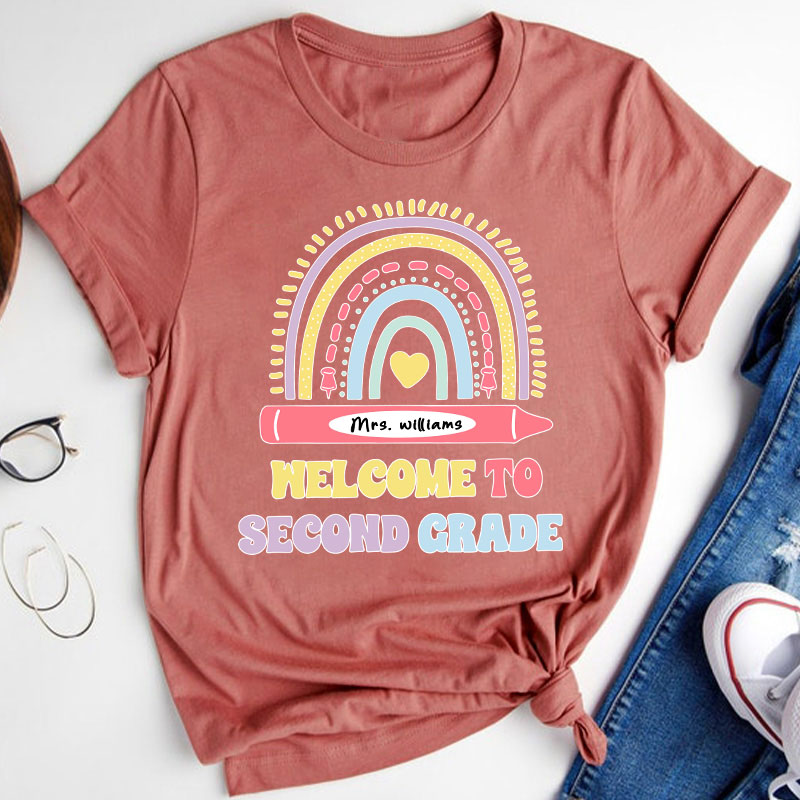 Personalized Cute Rainbow Teacher T-Shirt