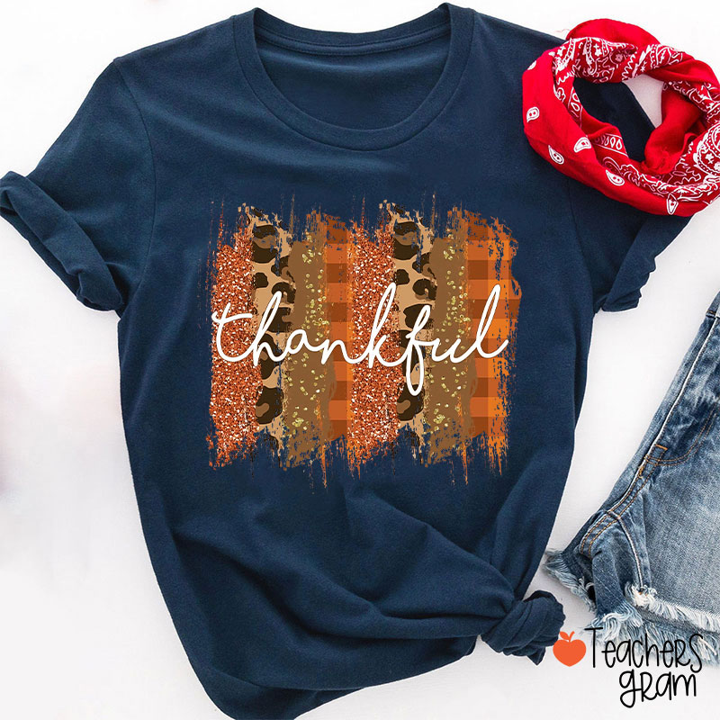 Thankful Leopard Teacher T-Shirt