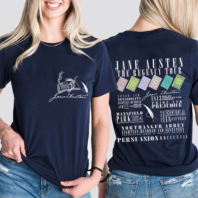 Jane Austen The Regency Tour Teacher Two Sided T-Shirt