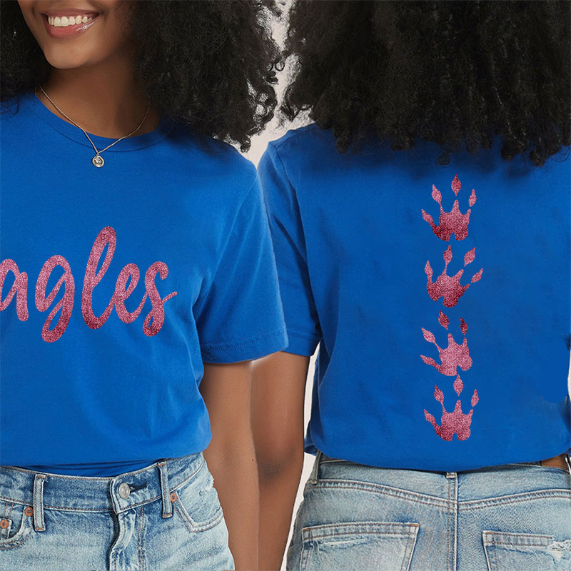 Personalized Mascot And Paw Game Day Teacher Two Sided T-Shirt