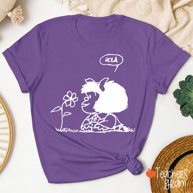 Hola Flower Spanish Teacher T-Shirt