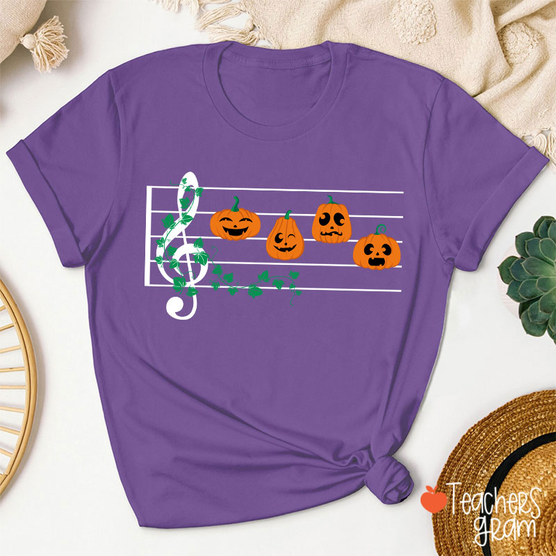 Pumpkins Music Notes Halloween Teacher T-Shirt