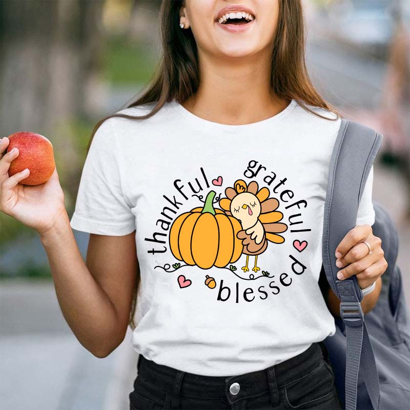 Thankful Grateful Blessed Teacher T-Shirt