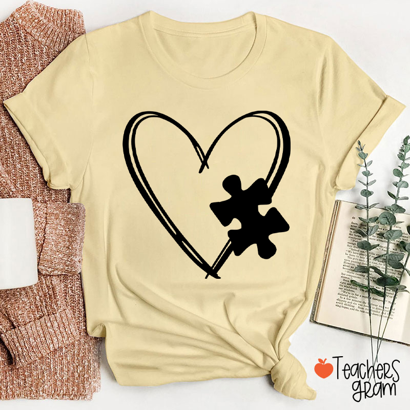 Love Autism Puzzle Teacher T-Shirt
