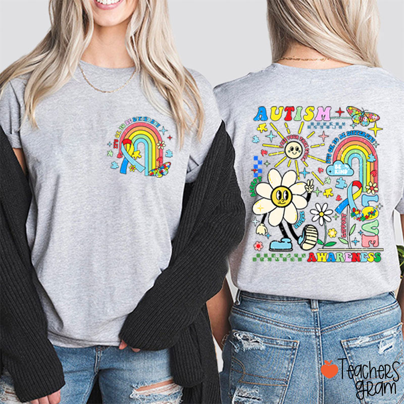 It's Ok To Be Different Autism Teacher Two Sided T-Shirt