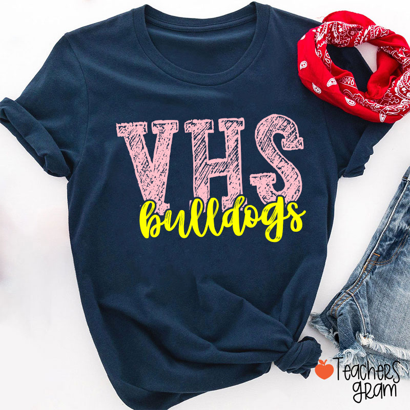 Personalized Mascot And School Name Initials Graffiti Fonts Teacher T-Shirt