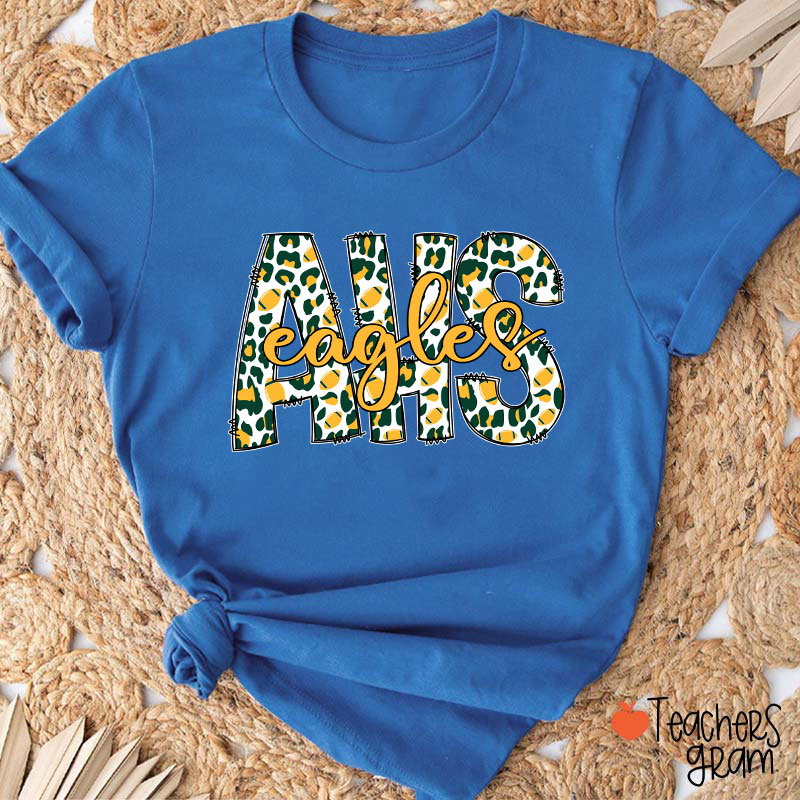 Personalized Mascot Leopard School Initials Teacher T-Shirt
