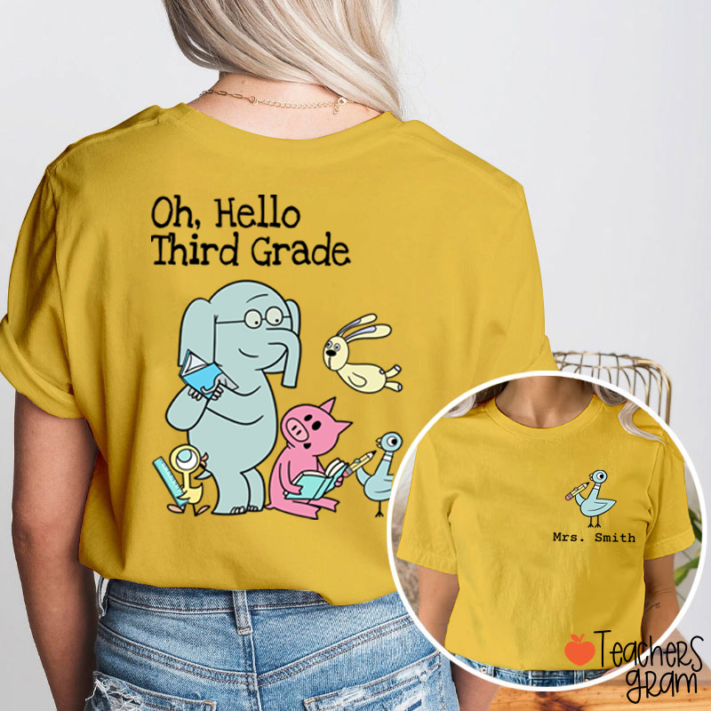 Personalized Grade And Name Oh Hello Bruh Teacher Two Sided T-Shirt