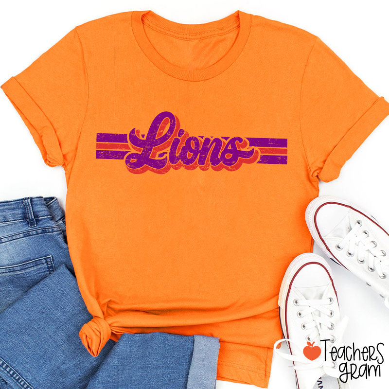 Personalized Mascot Contrast Color Line Teacher T-Shirt