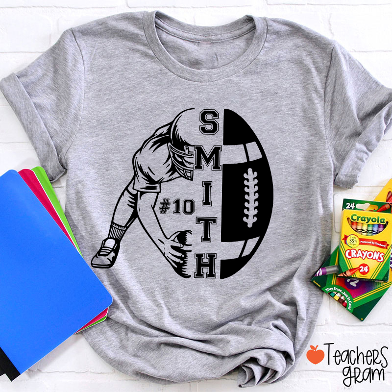 Personalized Name And Number Football Game Day Teacher T-Shirt