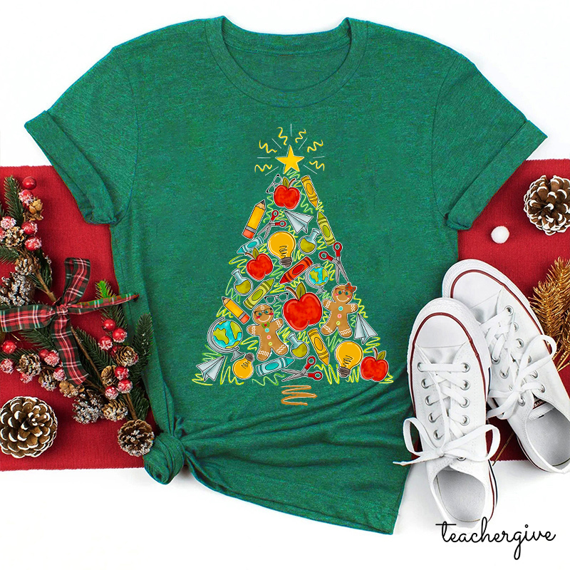 School Christmas Trees Teacher T-Shirt
