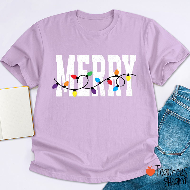 Merry Christmas Lights Teacher T-Shirt