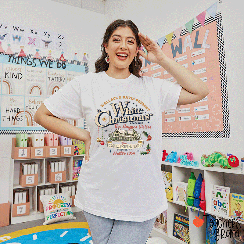 White Christmas Teacher T-Shirt