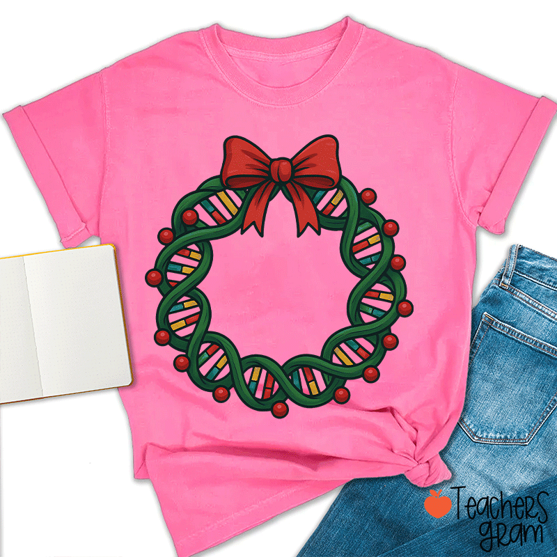 DNA Double Helix Christmas Teacher T-Shirt
