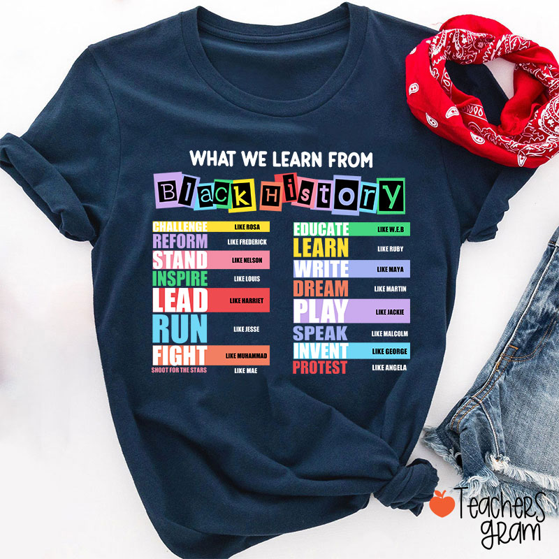 What We Learn From Black History Teacher T-Shirt