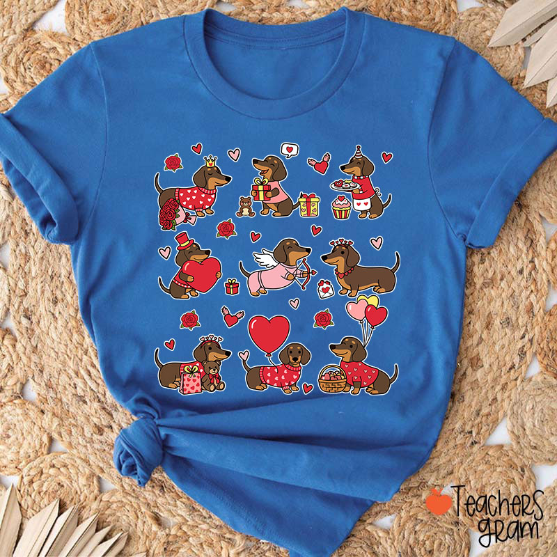 Dachshund Valentines Teacher T-Shirt