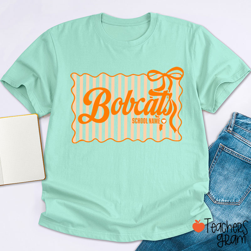 Personalized Retro Stripe Cheer Team Teacher T-Shirt