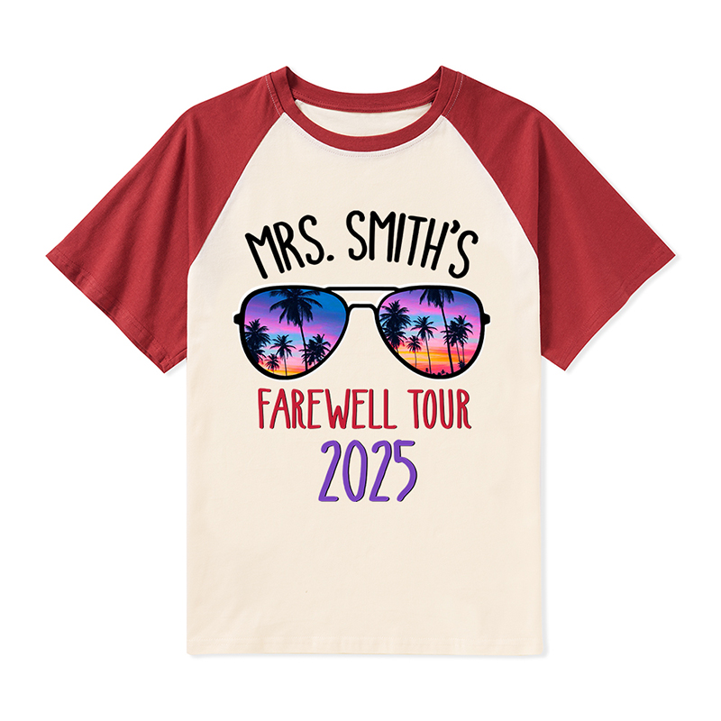 Personalized Name And Year Farewell Tour Retirement Teacher Raglan T-Shirt